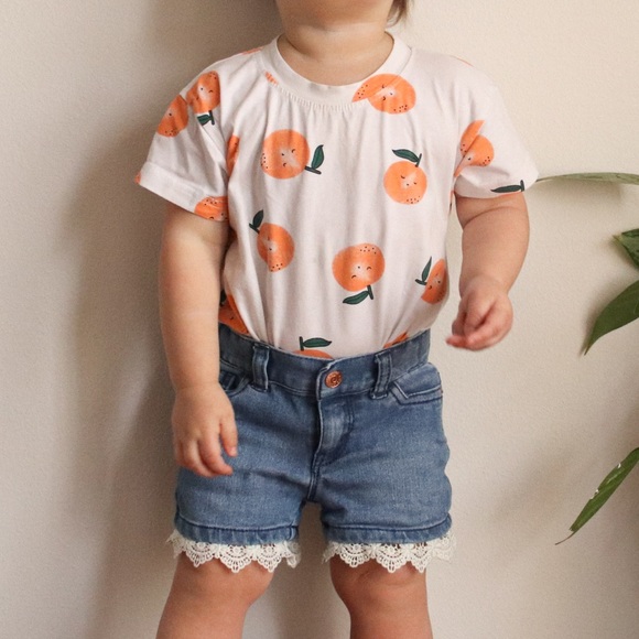 Orange Print Short Sleeve Graphic Bodysuit T-Shirt - Picture 3 of 9